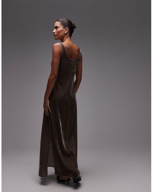 & Other Stories Gray Velvet Maxi Slip Dress