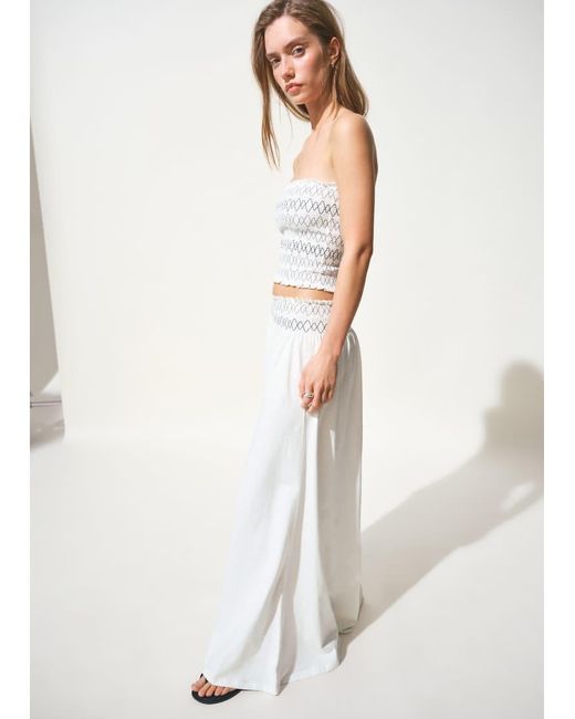 Mango White Teen 100% Cotton Boho Maxi Skirt With Embroide Detail