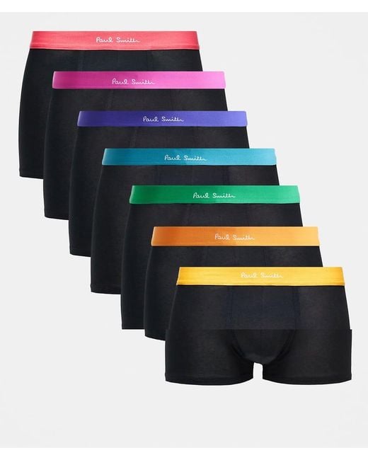 Paul Smith Black 7 Pack Trunks With Multi Waistband for men