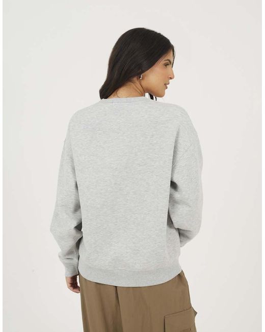 Brave Soul Gray Crew Neck Graphic Print Sweatshirt