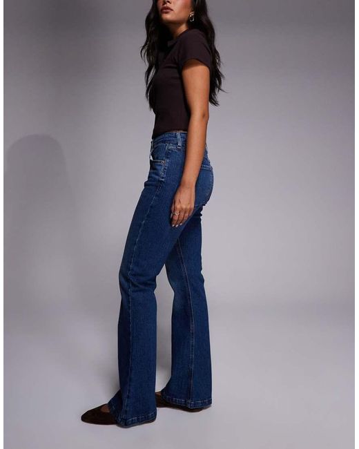 River Island Blue Mid Rise Bootcut Flared Jeans