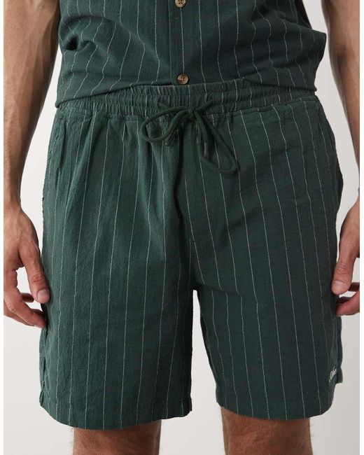 River Island Green Striped Shorts Co-Ord for men