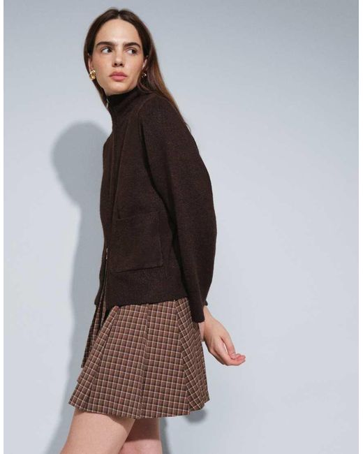 Monki Black Exclusive Asymmetric Pleated Mini Skirt