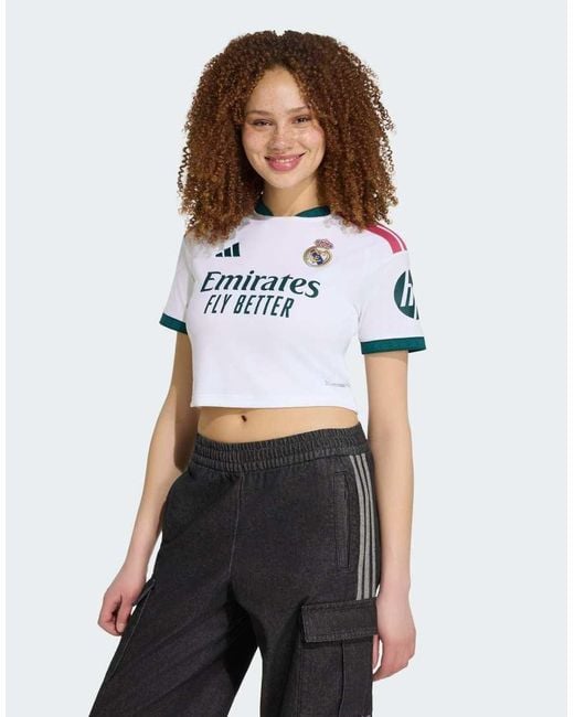 Adidas Originals White Real Madrid 26/27 Home Cropped Jersey