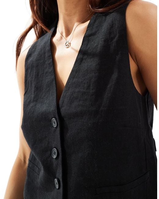 Pull&Bear Black – weste aus leinen
