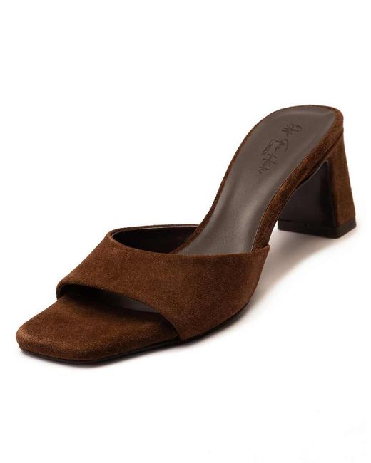 OFF THE HOOK Brown 'Park' Suede Leather Block Heel Heeled Sandals