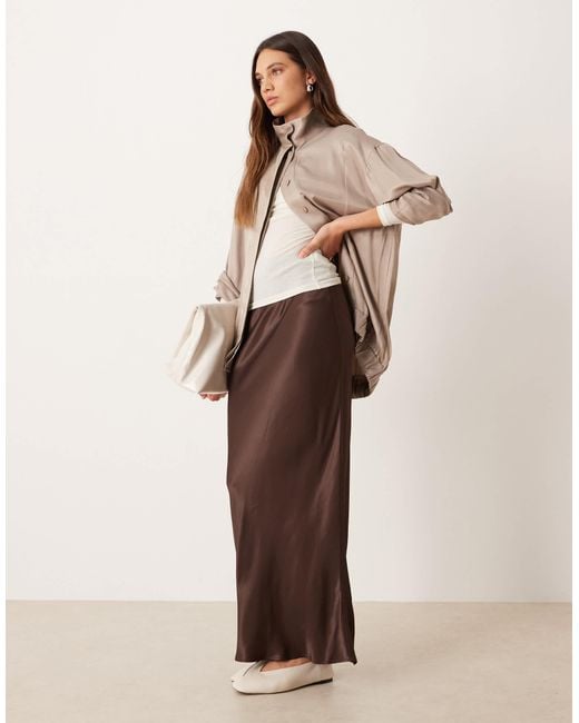 ASOS Natural Satin Bias Maxi Skirt