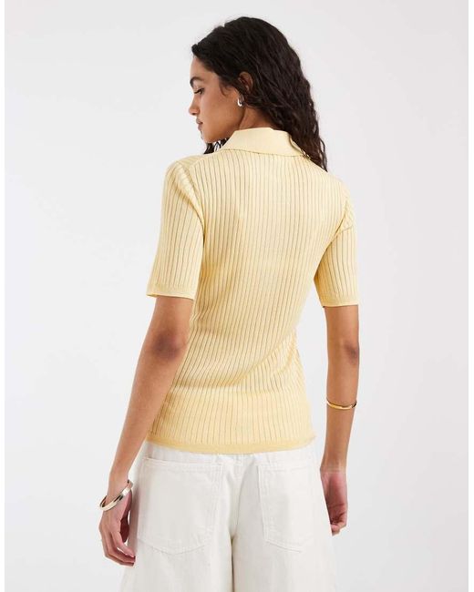 & Other Stories White Knit Button Down Collar Top