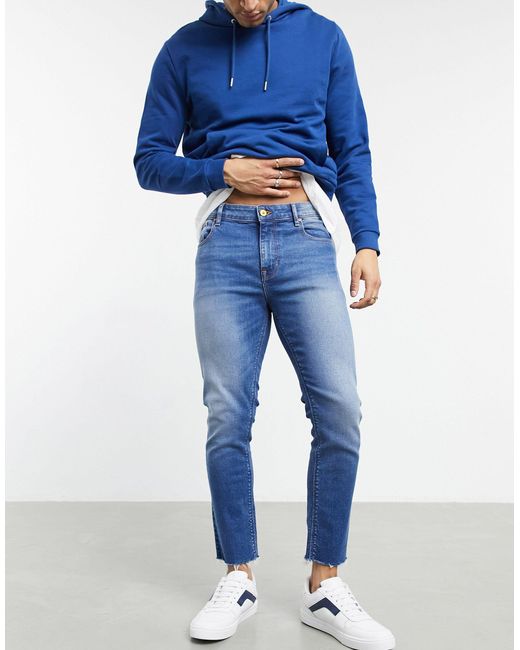 Vaqueros capri ajustados con bajo sin rematar y ASOS de Denim de color Azul  para hombre | Lyst