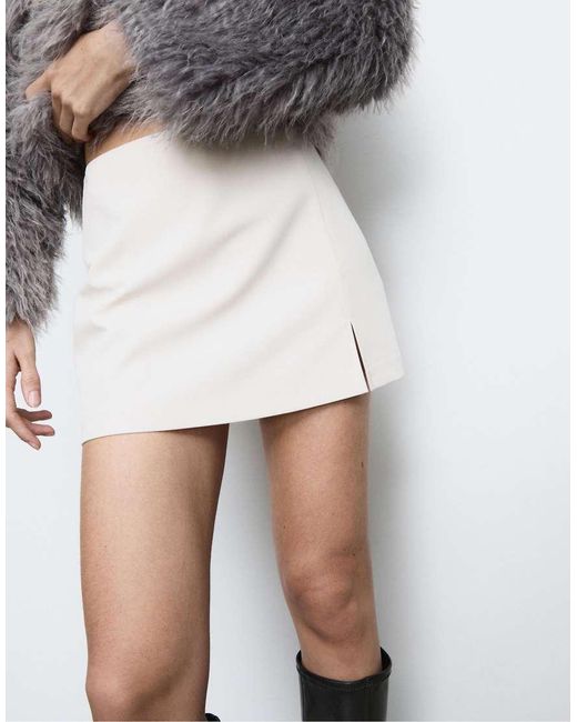 Stradivarius White Skort With Side Slit