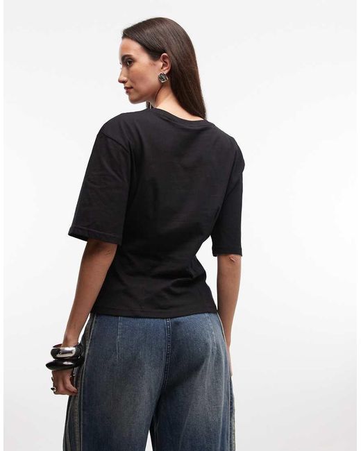 Monki Black Cinched Waist Top
