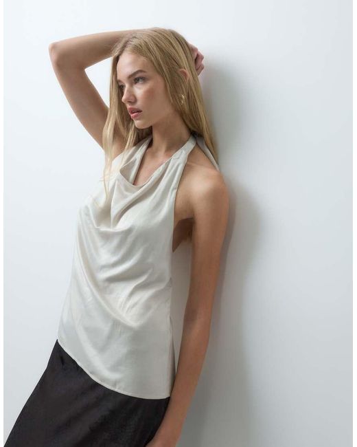 Vero Moda Gray Halterneck Waterfall Top