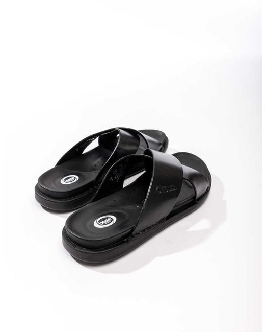Base London Black Drift Cross Strap Sandal for men