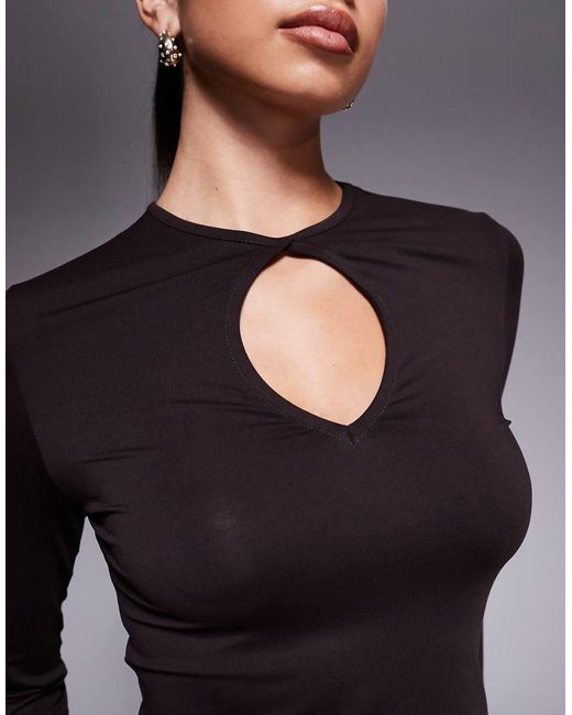 ASOS Purple Long Sleeve Keyhole Cut Out Mini Dress