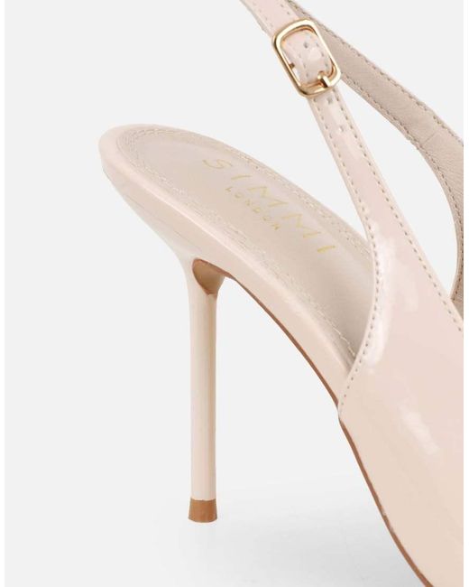 SIMMI Natural Limani Pearlised Patent Slingback Courts