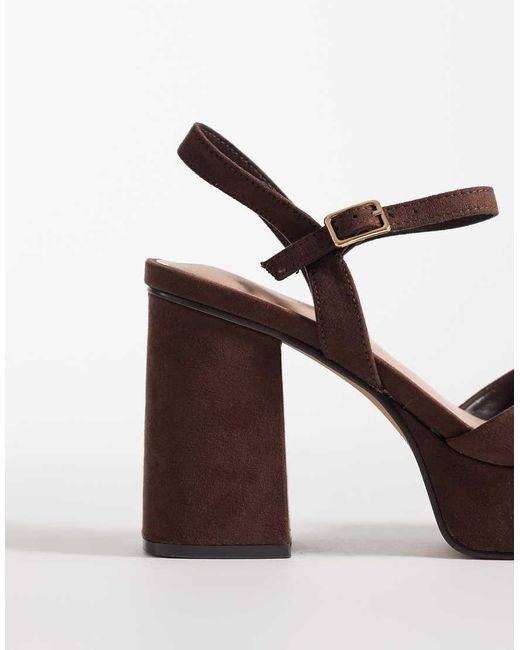 New Look Brown Suedette Platform Heeled Sandals
