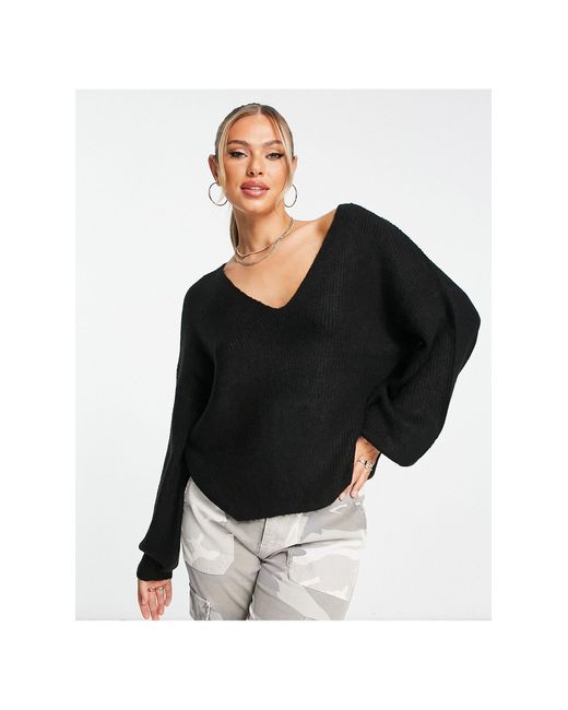 Threadbare V Neck Slouch Jumper in 