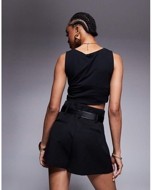 ASOS Black Tall Tailored High Waisted Belted Shorts