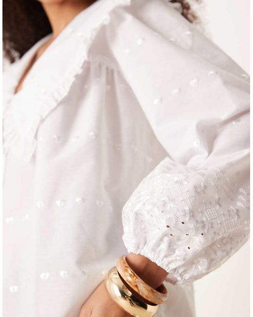 Vestito Corto Stile Camicia A Maniche Lunghe Con Colletto Oversize di ASOS in White