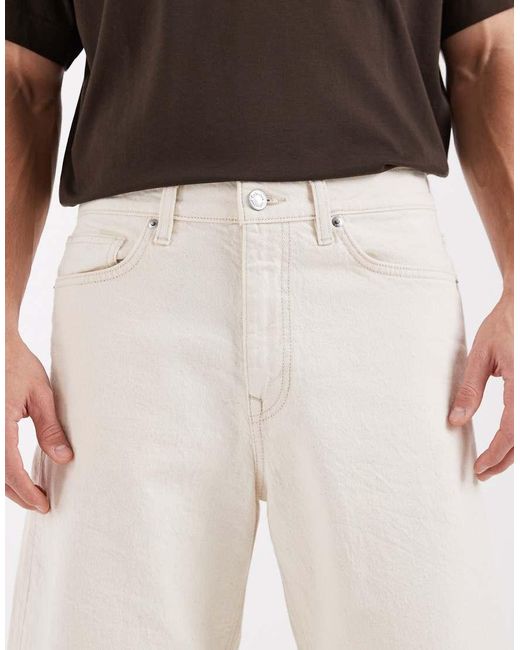 SELECTED White baggy Denim Shorts for men