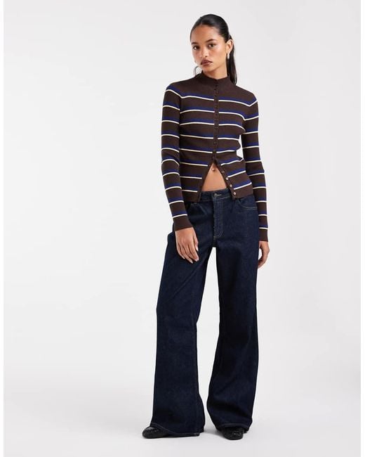 ASOS Blue Button Through Funnel Neck Cardigan