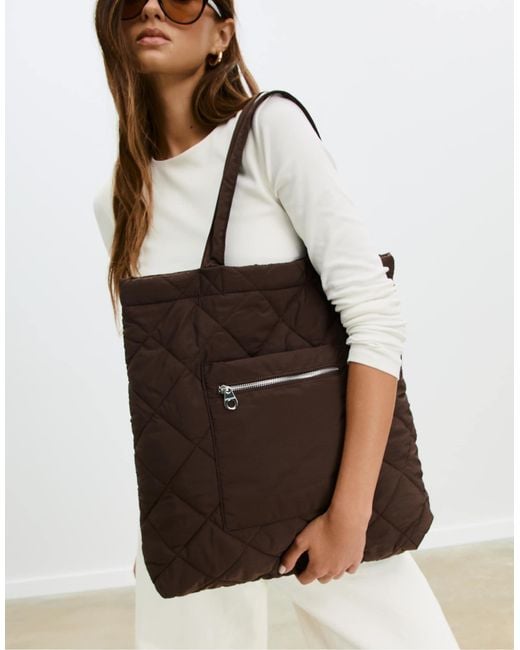 Stradivarius Brown – wendbarer, wattierter shopper