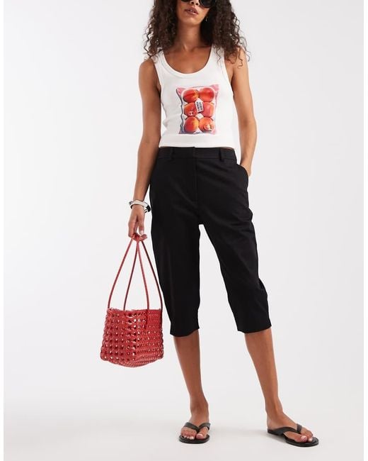 ASOS White Tailored Capri Trousers