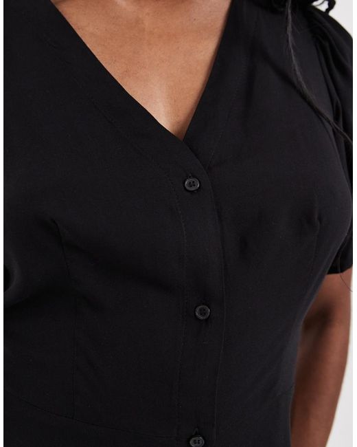 Vero Moda Black Button Through Mini Skater Dress
