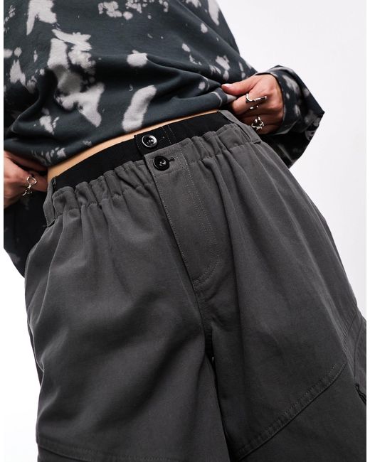 Collusion Black baggy Utility Trousers for men