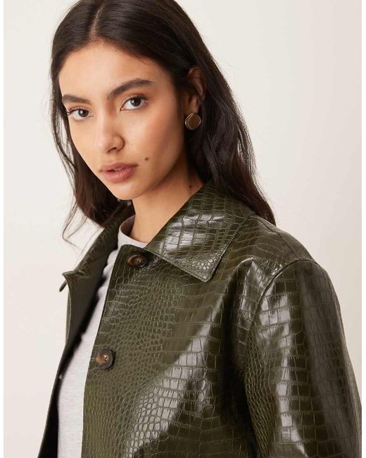 Mango Natural Faux Leather Short Jacket
