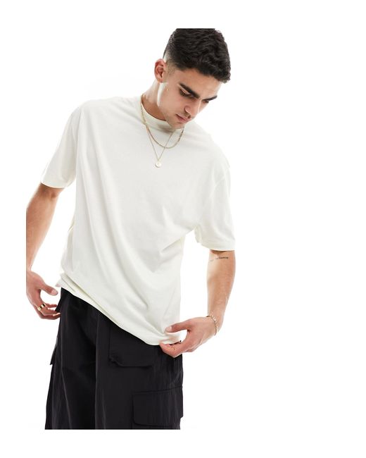 T-shirt oversize avec imprimé style universitaire au dos - blanc cassé ASOS pour homme en coloris White