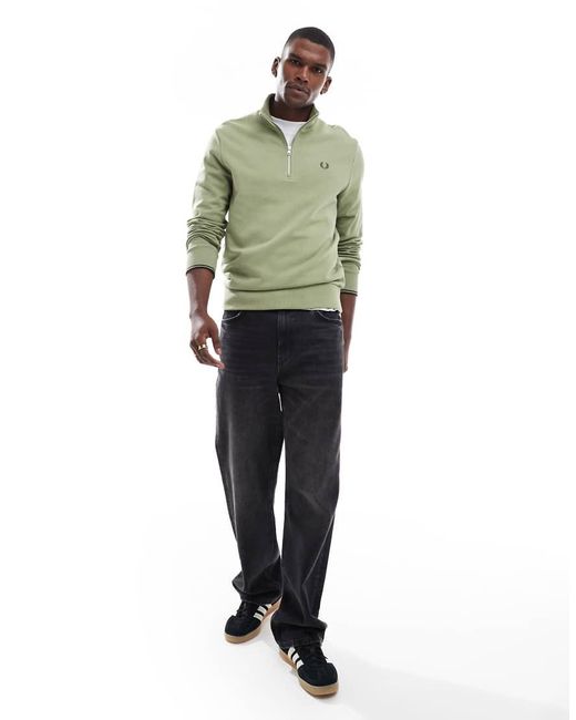 Fred Perry Sweatshirt Met Korte Rits in het Green voor heren
