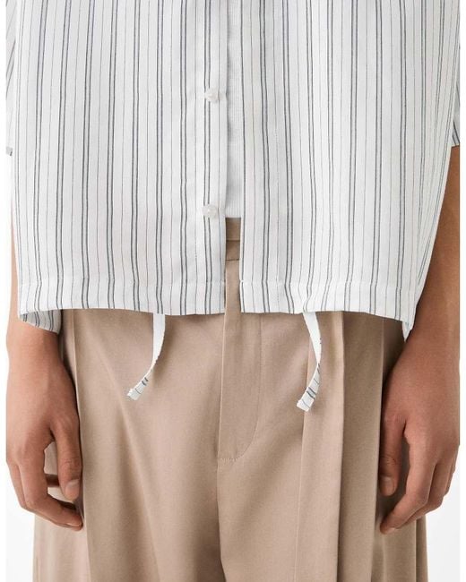 Bershka White Collection Striped Shirt for men