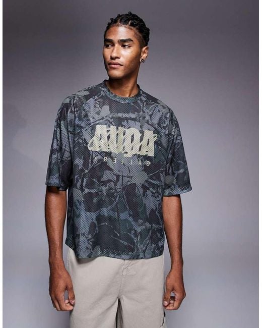 ASOS Gray Boxy Relaxed T-shirt With Text Graphic for men