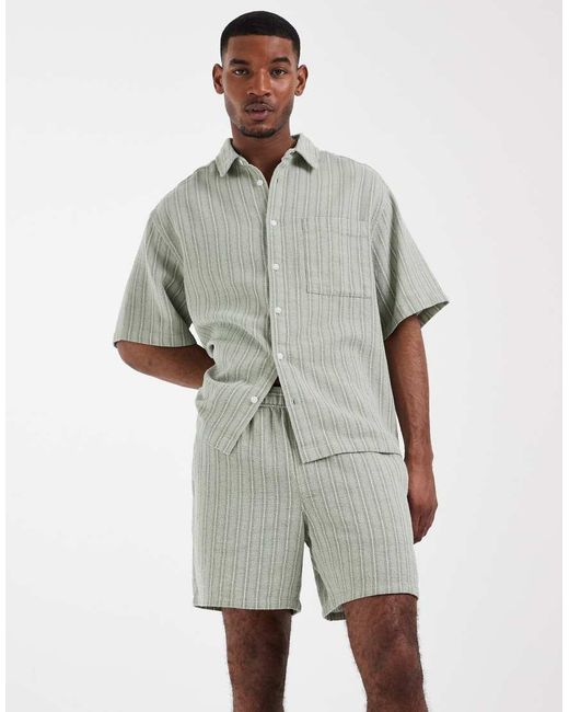 ASOS Natural Textured Mid Length Shorts for men