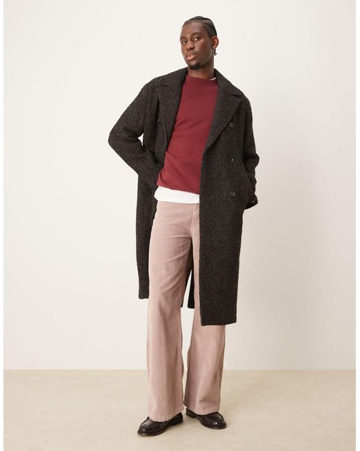 Manteau à chevrons en laine mélangée avec double boutonnage Abercrombie & Fitch pour homme en coloris Natural