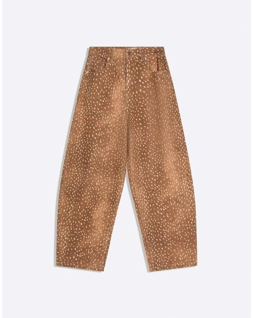 Bershka Blue Animal Print Barrel Trousers