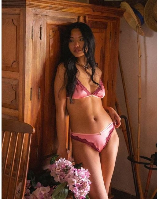 Wild Lovers Pink Thea Triangle Soft Bralet With Lace Trim Detail