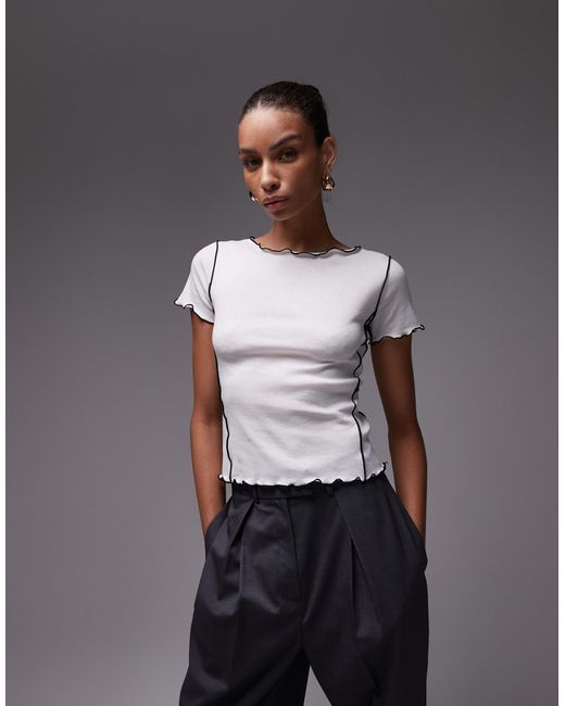 Mango Gray Seamed Lettuce Edge T-Shirt