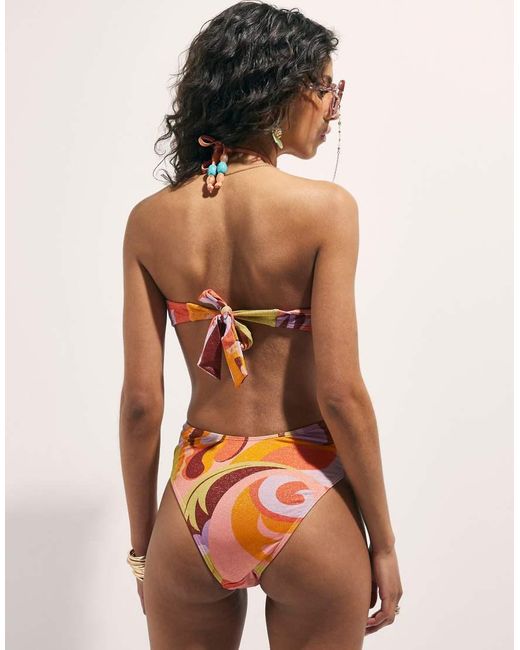 River Island Orange Swirl Glitter Swimsuit