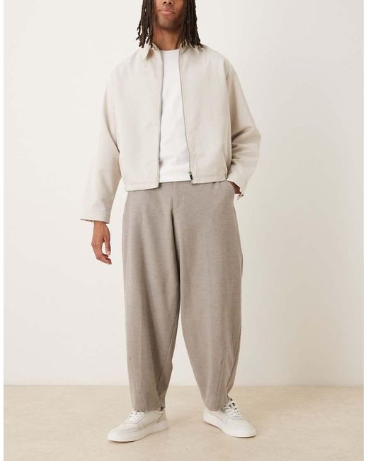 ASOS Natural Smart Wide Barrel Leg Trousers for men