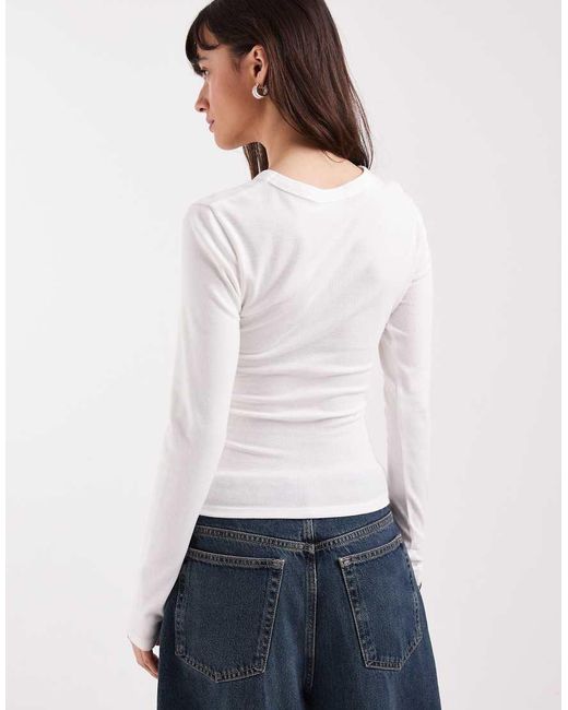 ASOS White Soft Longline Long Sleeve Shrunken Tee