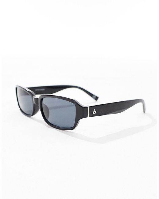 Aire Black Crater Rectangle Sunglasses
