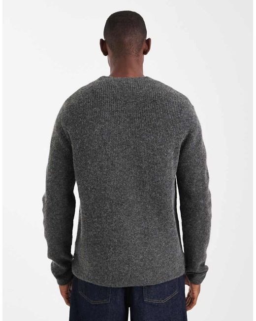 Jack & Jones Gray Premium Ribbed Fluffy Jumper for men