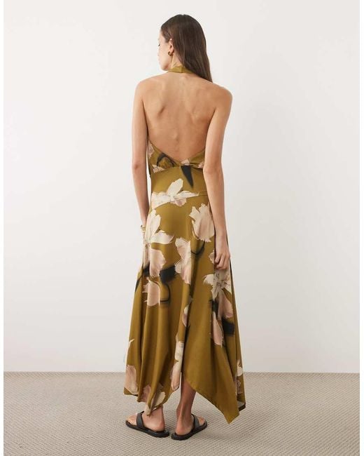 ASOS Metallic Halter Neck With Full Skirt Midi Dress