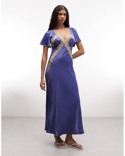 Reclaimed Vintage Blue Midi Tea Dress