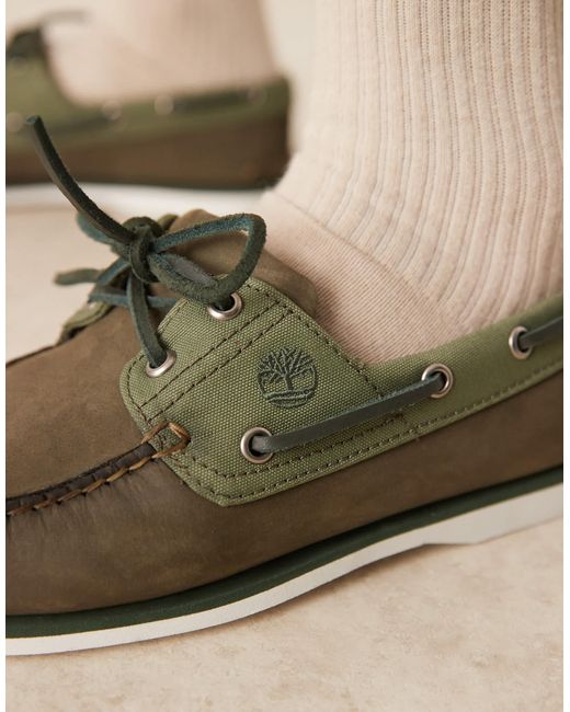 Timberland – bootsschuhe aus dunkelem nubukleder mit 2 ösen in Natural für Herren