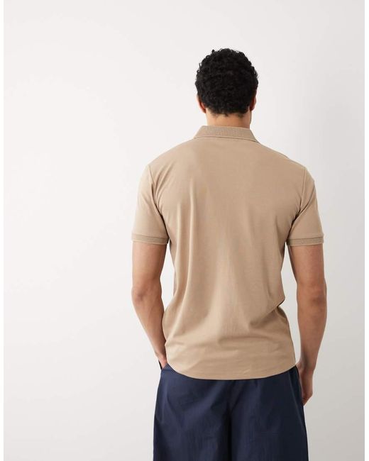 SELECTED Blue Half Zip Polo for men