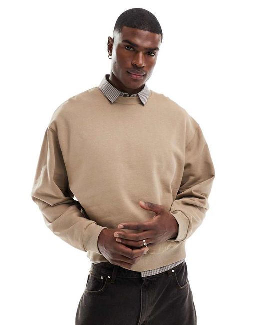 Felpa Squadrata Oversize Color Grigio di ASOS in Natural da Uomo