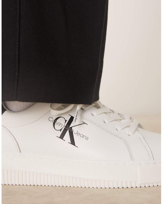 Calvin Klein White Chunky Cupsole Leather Trainers for men